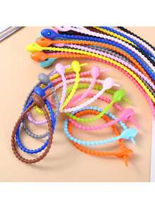 20pcs 12cm Reusable Silicone Cable Ties - Self-Locking Cable Organizer & DIY Keychain Pendant, Suitable For Data Cables, Earphones - 12cm Silicone Nylon Strap - View 4