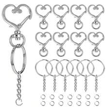 30/60/90pcs Heart-Shaped Keychain Swivel Clasp Hook Set, Split Key Ring Chain And Jump Ring Bulk Keychain Lanyard, DIY Keychain Making Kit, DIY Keychain Wallet Bag Pendant Accessories Craft Supplies - Heart-shaped Clasp Chain Small Loop - View 7