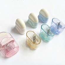 Sacapuntas 2 en 1 con borrador, mini portátil transparente de color caramelo, papelería multifunción, incluye caja de recolección de virutas de lápiz, esencial para estudiantes y oficina, adecuado para uso diario y temporada de vuelta a la escuela - Goma de borrar y sacapuntas 2 en 1 - Ver 5