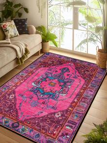 One Vintage  Style Carpet, Red Weathered Bohemian Traditional Rectangle Area Rug Made Of Polyester Fiber With Easy Maintenance And Can Be Washed. Suitable For Living Room Corridor Bedside Room Bedroom Office Kitchen Farm Home Decoration. ,Room Decor - Multicolor - View 5