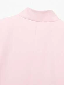 DEEKA Blazer Pendek Wanita Gaya Eropa dan Amerika Minimalis Serbaguna Musim Semi/Panas Model Crop Warna Pink - Berwarna merah muda - View 10