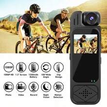 1 pieza Cámara mini portátil 1080p, pantalla de 1.3", lente rotativa 180°, adecuada para bicicleta, compacta y portátil, visión nocturna infrarroja - Multicolor - Ver 12