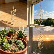Crystal Light-Catching Wind Chime Pendant, Multi-Scene Hanging Decor, Suitable For Windows, Porches, Doors, Car Interiors, Indoor And Outdoor Home Decoration, Ideal Holiday And Daily Gift - Petal Crystal Wind Chimes - View 6