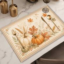 1pc Pumpkin Pattern Placemat, Breakfast Mat, Coffee Mat, Cup Mat, Bowl Mat, Home Kitchen Decor Accessory, Easy To Clean Placemat, Suitable For Home, Restaurant, Restaurant Decor, Holiday Gift, Gift For Friends, Multi-Piece Set - Multicolor - View 4