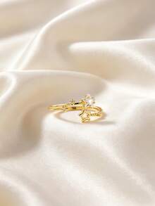 1 buah Cincin Terbuka Bintang Lima Bersudut Lucu dan Modis, Cincin 3D Unik dan Istimewa, Cocok untuk Pemakaian Sehari-hari, Aksesori Perhiasan, Hadiah Festival Musik, Hadiah Ulang Tahun untuk Teman - Yellow Gold - View 4