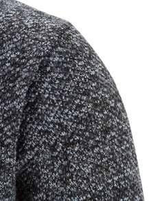 Men's Knitted Cardigan With Zipper, High Collar And Pockets In Contrasting Color, Long Sleeves, Ideal For Autumn And Winter. - Dark Grey - View 6