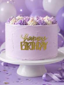 3PCS Mixed Font Happy Birthday PMMA Acrylic Cake Topper, Gold Mirror Bold Hollow & Cursive Letter Cake Top Decor, Cheerful Birthday Party Cake Ornament, Baking Dessert Decor Kitchen Supplies - A - View 5