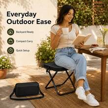 Portable Multi-Functional Outdoor Picnic Camping Folding Chair, 330 Lbs Weight Capacity, Lightweight Sturdy Frame, Easy To Set Up And Fold, Super Lightweight Fishing Stool, Travel Seat, Enhanced Fishing Gear - Black - View 12
