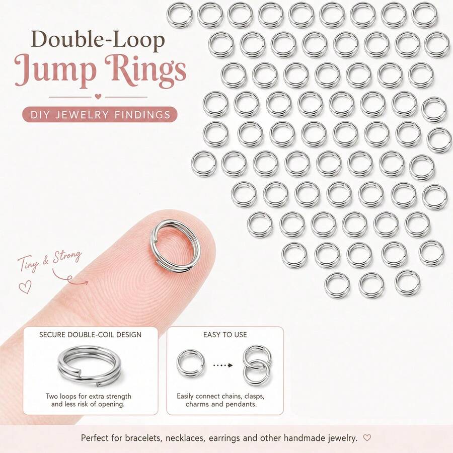 100pcs Durable Mini Open Jump Rings, Stainless Steel Key Ring Accessories, Suitable For Jewelry Making, DIY Crafts, Keychain Accessories - Steel - View 1