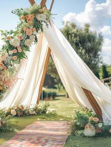 Arch-Shaped Draped Fabric, 1/2pcs, Sheer Backdrop Curtain, Suitable For Party, Ceiling Decor, Wedding Arch, Wedding Banquet, Christmas And More Occasions - A - View 9