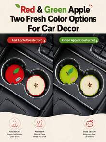2pcs Cute Fruit Car Cup Holders, Non-Slip Absorbent Scratch-Resistant Universal Cup Coasters, Creative Cute Car Interior Decoration Accessories - A - View 4
