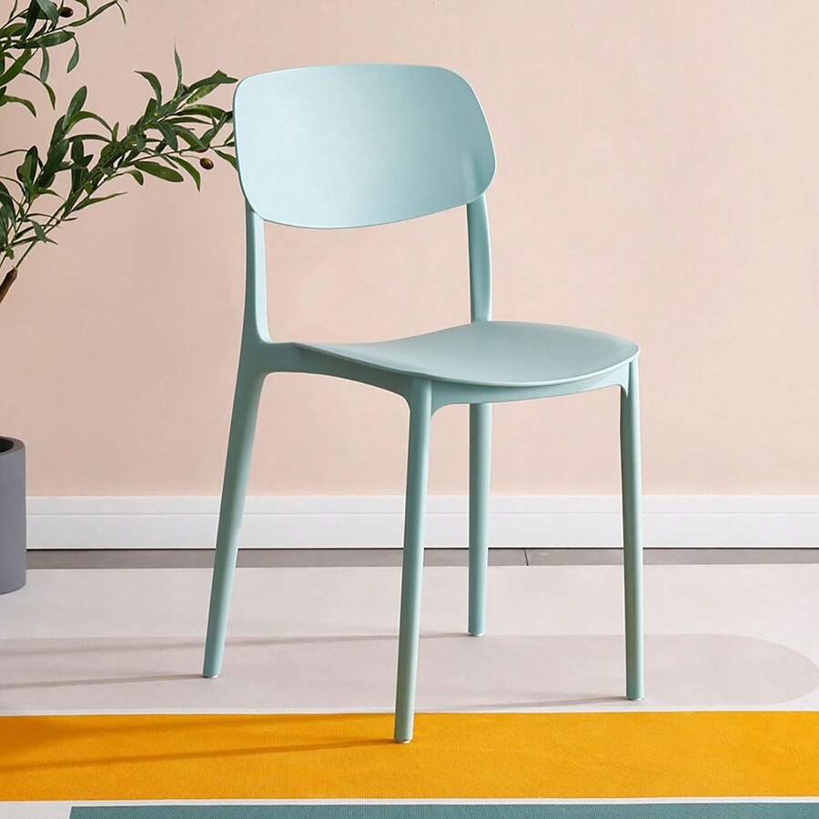 White Stackable Dining Chair, Lightweight Plastic Chair For Kitchen, Living Room, Events And Small Spaces, Portable Modern Design - Green - View 1