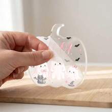 1pc Acrylic Pumpkin Shaped Decorative Ornament, With Ghost, Bat Happy Halloween Design, Perfect For Home Holiday Decor, Party Decoration, Halloween Statue, Halloween Decoration, 2D - Pumpkin-shaped Ornaments - View 4