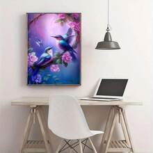 1PC | 5D DIY Diamond Painting | Hummingbird On Branch Pattern Diamond Painting Set, Full Drill Mosaic Craft Kit. High Definition Art Diamond Painting. Gift Diamond Painting, Focus And Relax Through DIY, Suitable For Living Room, Bedroom, Office Wall Decoration Hanging Painting, Surprise Home Decor Gift For Family And Friends, Unframed [30*40cm/11.8*15.7in] [40*50cm/15.7*19.7in] - No Frame - View 3