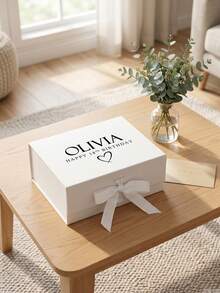 1pc-Customized Name Ribbon Gift Box, Foldable Gift Box, Magnetic Gift Box, Wedding Gift Box, Customized Name Bridesmaid Gift Box, Customized Gift Box Lid And Ribbon Gift, Personalized Wedding Gift And Bridesmaid Gift Box And Design Your Own Birthday, Valentine's Day, Bride Gift, Perfect Gift For Your Wedding, Birthday Or Any Other Occasion - Multicolor - View 4