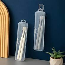 Transparent Portable Toothbrush And Toothpaste Storage Box, Leak-Proof Travel Toothbrush Case, Dust-Proof Oral Care Storage Box For Bathroom, Camping, Business Travel, Travel Transparent Storage Box, Makeup Brush Storage Box, Reusable - Clear - View 2