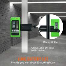 Laser Receiver For Laser Level, 60m Range, Green Laser Detector, Red Beam For Pulsed Line Lasers, Adjustable Sound Signal, Dual LCD Display, Built-In Bubble Level With Clamp - Receptor Láser Para Nivel Alcance - View 6