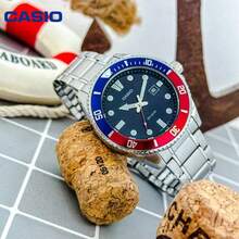 Casio  Red Blue Bezel Stainless Steel Dive Watch MDV-107D-1A3 200M Waterproof Luminous Sports Watch - one-size - View 1