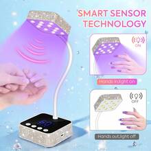 DianaBeauty Wireless LED UV Nail Lamp, Rechargeable, Auto-Sensing Touch Control, Fast Drying, 360° Flexible Desk Lamp - Silver - View 6