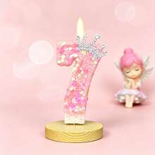 Vela de Número con Brillo Tema Oceánico Creativo (Pieza Única, Números Opcionales 0–9): Disponible en Estilos Azul o Rosa, Decorada con Estrellas de Mar, Conchas, Corona de Strass y Elementos de Sirena o Subacuáticos. Diseño sin Humo, Adecuado para Aniversario de Pareja, Fiesta de 18 Años de Niñas, Baby Shower y Celebración con Tema de Playa de Verano. - Ver 20