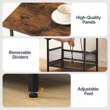 Record Player Stand, Turntable Stand Up To 100 Albums, 3-Tier Album Vinyl Record Storage Rack With Dividers, End Table, For Living Room, Bedroom, Rustic Brown And Black - Brown - View 6