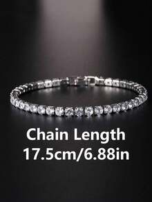 1 Miếng Tròn Kim Cương Đầy Đủ CZ đá Giường đơn Sợi Vòng tay , 4MM Chiều rộng , Đúng mốt Đối với phụ nữ - Bạc - Xem 6
