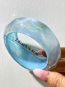 Y2K 風格藍色閃鑽五角星寬版可疊戴手鍊，透明銀箔層次感手飾，適合日常穿搭、派對、度假，閨蜜送禮首選 - 多色B - 查看 11