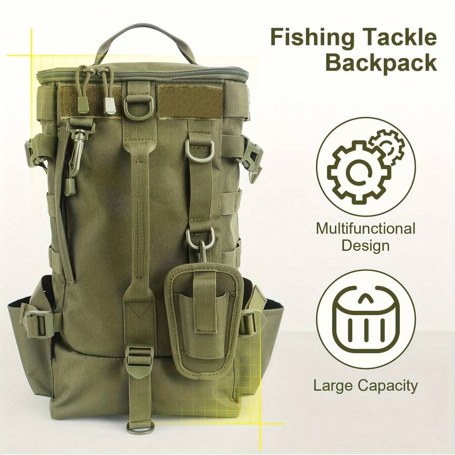 Multifunctional Fishing Backpack Tackle Bag With Rod Holders Fish Equipment Storage Waterproof Wear-Resistant Outdoor Sports Bag