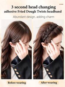 Fishbone Braid Headband Wig Integrated Fried Dough Braid Hair Accessory With Magic Tape - Multicolor - View 5