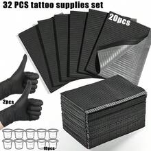 32/62/137pcs Tattoo Supplies Set, Disposable Tattoo Table Mats (Black/Pink/Blue), Ink Color Cups, Tattoo Gloves, 3-Layer Waterproof Art Table Mats, Multiple Specifications Combination, Suitable For Nail Art, Tattooing, Tattoo Machine Accessories - Multicolor - View 18