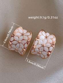 1 Pair Charming Floral Earrings, Designed For Women, Suitable For Weddings, Engagements, Anniversary Parties, Valentine's Day Gift - Rose Gold - View 5