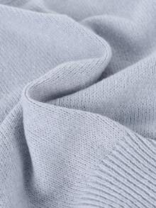 Sweater Anak Perempuan Musim Gugur/Dingin, Desain Asimetris, Warna Polos, Kardigan Rajut Lembut dengan Kancing di Bagian Bawah, Atasan Lengan Panjang dengan Bahu Jatuh Longgar - Grey - View 10