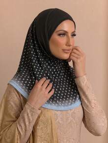 Hijab en maille de polyester respirant, hijab instantané imprimé, ourlet double couture, foulard de tête absorbant la transpiration pour le sport, le quotidien, les activités extérieures et la prière - style imprimé diamant - Voir 12
