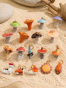 1pc Exquisite Cute Style 14K Gold Plated Copper Colorful Mushroom & Pet Pendant, DIY Daily Bracelet Necklace Keychain Charm Decoration For Women - Multicolor - View 3