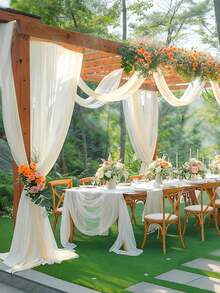 Arch-Shaped Draped Fabric, 1/2pcs, Sheer Backdrop Curtain, Suitable For Party, Ceiling Decor, Wedding Arch, Wedding Banquet, Christmas And More Occasions - A - View 6