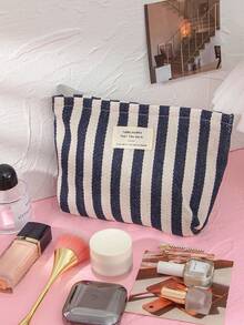 Colorful Strip Makeup Bag Women's Canvas Makeup Clutch Pouch Portable Zipper Cosmetics Bag Travel Toiletry Bag Ins Style Bags And Purses For Women - Multicolor - View 9