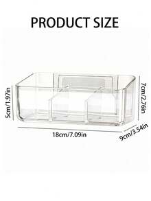 1pc Transparent Acrylic Tea Bag Storage Box, Multi-Grid Partitioned Portable Coffee Pouch Organizer,Flip Lid Moisture-Proof And Dust-Proof Storage Box,For Kitchen, Office Break Room, Living Room Coffee Table Organization - Transparent - View 3