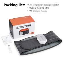 Hailicare Air Compression Waist Massage Belt, 3 Massage Modes And 4 Heating Levels, Adjustable Heating Massage Pack For Home Relaxation - Grey - View 11