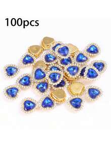 100pcs/16mm Fashion New Colorful Heart-Shaped Rhinestone Rings Hand-Sewn DIY Accessories 30pcs Random Color - Multi-colored Heart-shaped Diamonds - View 23