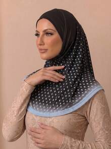 Hijab en maille de polyester respirant, hijab instantané imprimé, ourlet double couture, foulard de tête absorbant la transpiration pour le sport, le quotidien, les activités extérieures et la prière - style imprimé diamant - Voir 10