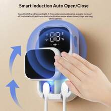 Sterilisator Sikat Gigi Sensor Pintar yang Dipasang di Dinding, Sterilisator Sikat Gigi UV dengan Sensor Inframerah Otomatis Membuka dan Menutup, Layar Digital, Tempat Sikat Gigi Anti Debu untuk Penyimpanan Kamar Mandi - MultiWarna - View 6