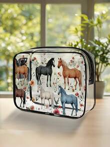 Hair Accessories PVC Makeup Bag, Travel Storage Bag - Girls Lightweight Makeup Bag, Portable Makeup Bag, Large Capacity For Cruise Travel, Back To School, Halloween - Multicolor - View 9