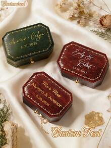 Caja de Anillo Personalizada, Caja de Anillo de Compromiso de Boda Personalizada, Regalo de Aniversario de Boda, Caja de Anillo con Inicial Personalizada - Multicolor - Ver 3