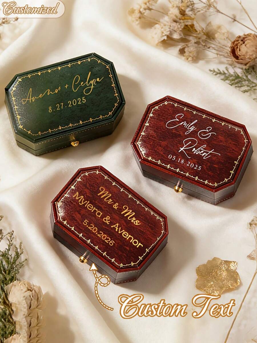 Personalized Ring Box, Custom Wedding Engagement Proposal Ring Box, Anniversary Wedding Gift, Customized Initial Ring Box