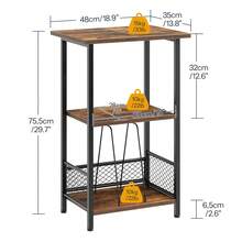 Record Player Stand, Turntable Stand Up To 100 Albums, 3-Tier Album Vinyl Record Storage Rack With Dividers, End Table, For Living Room, Bedroom, Rustic Brown And Black - Brown - View 7