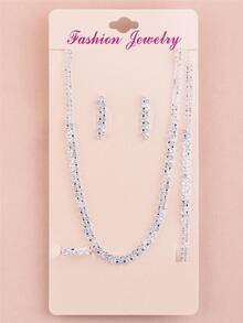 CORUIXI 1pc Women's Zirconia Rhinestone Jewelry Set, Shiny Luxury Diamond Jewelry Accessories Suitable For Daily Wear, Party, Holiday Gift - Silver - View 8