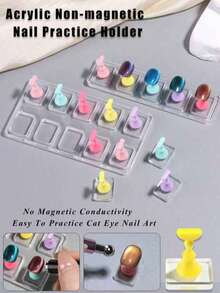 2pcs/Set (10pcs Total) - Nail Tray, Nail Art Stand Set (Base Only), Press-On Nail Art Stand, Nail Practice Hand Tray, Pre-Coated Nail Art Stand, Nail Art Display Rack, Home Nail Salon Beginner Set (Silver) Nail Box, Nail Tech Supplies, Nail Tools, Nail Supplies, Nail Stand - Multicolor - View 2