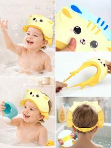 1 buah Topi Mandi Tahan Air Bergambar Kartun yang Dapat Diatur Ukurannya - Topi Mandi & Cuci Rambut Bayi, Topi Mandi Portabel, Desain Pelindung Mata Anti Air, Gaya Kartun Lucu - Pelindung Telinga Berkualitas Tinggi, Tersedia Berbagai Warna (Biru, Kuning) - Topi Mandi Penting untuk Kamar Mandi, Aksesori Sanitasi Praktis, Desain Menarik, Nyaman Dipakai - MultiWarna - View 4