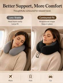 Portable U-Shaped Inflatable Neck Pillow, Ergonomic Design, Machine Washable, All-Season Use, Space Theme, Casual Style Nap Neck Pillow, Suitable For Travel And Camping, Multi-Position Sleep Pillow, Applicable For Airplane, Car, Office - Multicolor - View 3