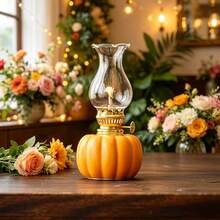 1pc Pumpkin Shaped Ceramic Oil Lamp, Vintage Decorative Oil Lamp, Suitable For Home Decor, Outdoor Lighting, Holiday Gift, Holiday Gift, No Electricity, No Oil. - 1PC - View 10